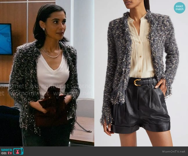 L'Agence Azure Cardigan worn by Zola Ahmad (Sophia Ali) on Chicago Med