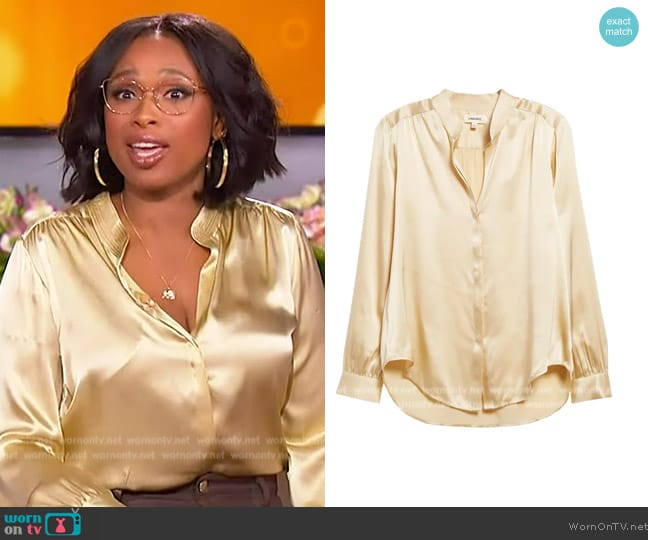 L'Agence Bianca Silk Satin Blouse worn by Jennifer Hudson on The Jennifer Hudson Show