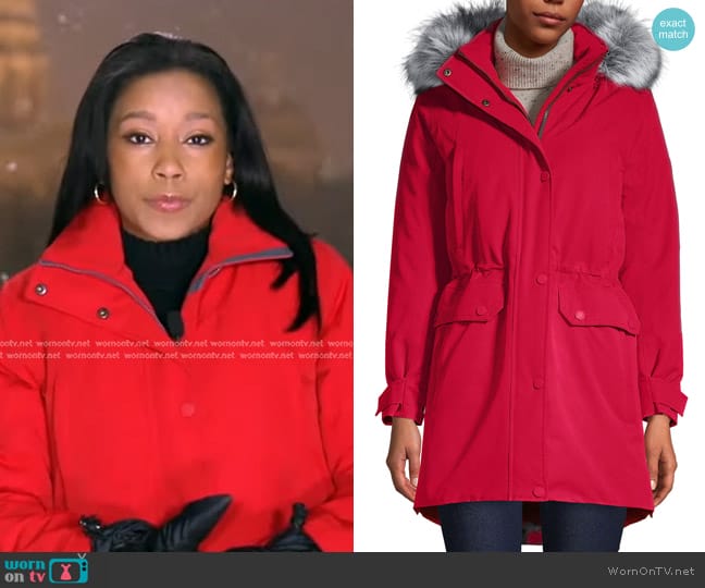 Land's End Expedition Down Waterproof Winter Parka with Removable Hood worn by Rachel Scott on Good Morning America