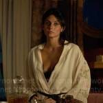 Leila’s floral embroidered robe on Death and Other Details
