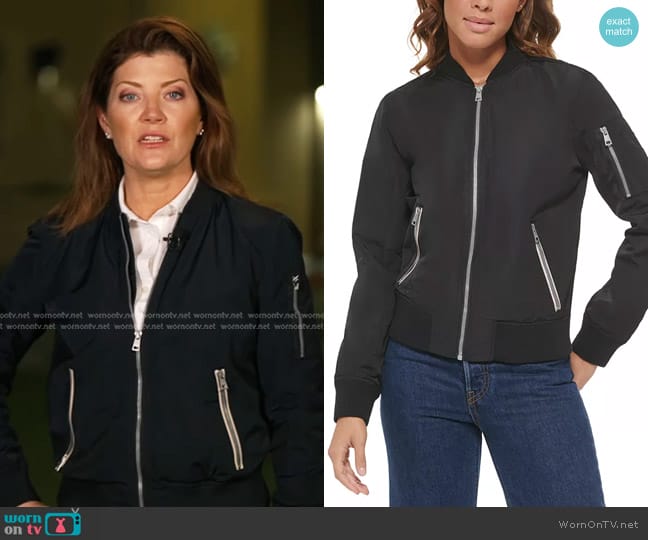 Levi's Lightweight Zip-Detail Bomber Jacket worn by Norah O'Donnell on CBS Evening News