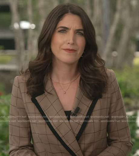 Liz Kreutz’s brown check print blazer on NBC News Daily