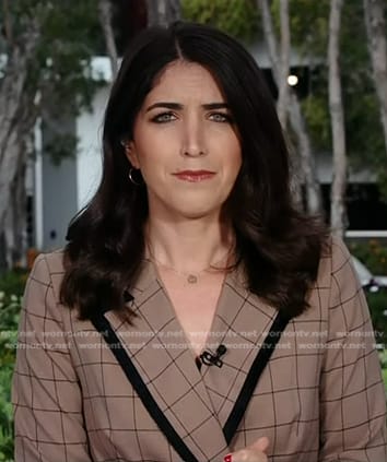 Liz Kreutz’s brown check print blazer on NBC News Daily