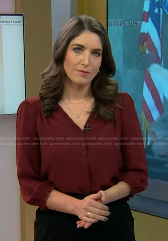Liz Kreutz’s brown ruffle trim blouse on Today