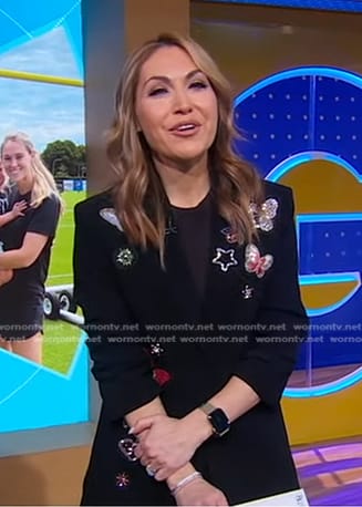 Lori’s black butterfly embellished blazer on Good Morning America