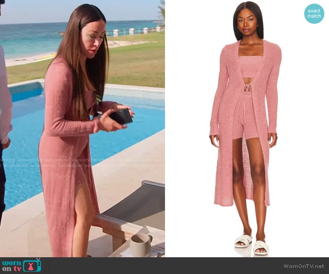 Lovers and Friends Reign Cropped Tube Top in Mauve worn by Angie Katsanevas on The Real Housewives of Salt Lake City