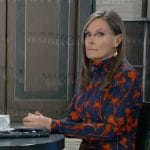 Lucy’s navy and red floral turtleneck dress on General Hospital