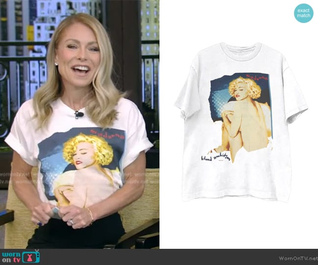 Madonna Blond Ambition Tour Vintage Tee worn by Kelly Ripa on Live with Kelly and Mark