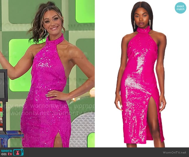 Majorelle Malia Dress in Hot Pink worn by Alexis Gaube on The Price is Right
