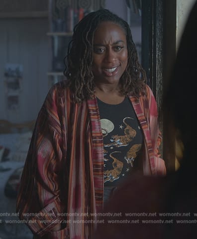 Malika’s black tiger print tank on Good Trouble