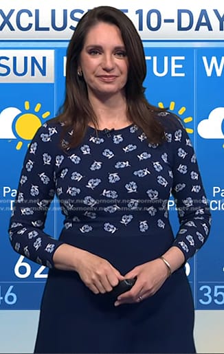 Maria’s navy floral long sleeve dress on Today
