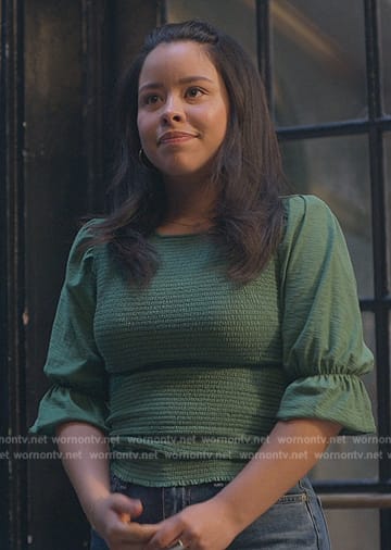 Mariana’s green smocked top on Good Trouble