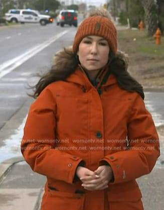 Marissa Parra’s orange shearling parka on NBC News Daily