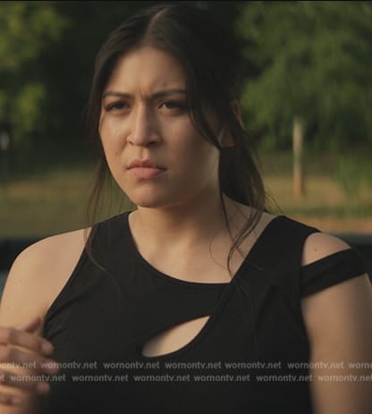 Maya’s black cutout top on Echo