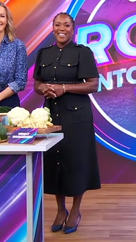 Maya Feller’s black utility dress on Good Morning America
