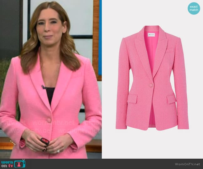 Milly Avery Boucle Blazer worn by Stephanie Abrams on CBS Mornings
