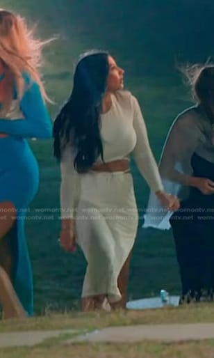 Monica’s white cutout dress on The Real Housewives of Salt Lake City