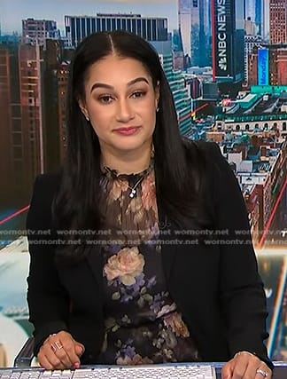 Morgan’s black floral chiffon dress on NBC News Daily