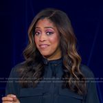 Morgan Norwood’s navy patch pocket top on Good Morning America