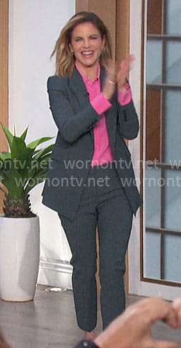 Natalie’s grey suit and pink blouse on The Talk