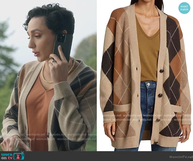 Nili Lotan Sofhie Argyle Wool Cardigan worn by Anna (Lauren Patten) on Death and Other Details