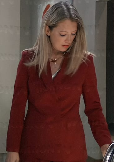 Nina’s red blazer and toggle necklace on General Hospital