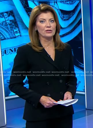 Norah’s black double breasted blazer on CBS Evening News