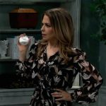 Olivia’s black floral print dress on General Hospital
