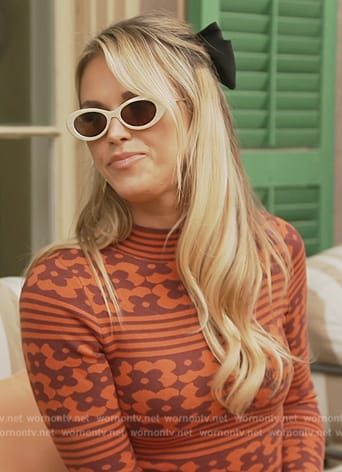 Olivia’s orange floral mesh turtleneck dress on Southern Charm