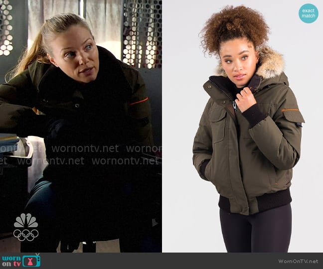 Outdoor Survival Canada Nini Jacket in Military Green worn by Hailey Upton (Tracy Spiridakos) on Chicago PD