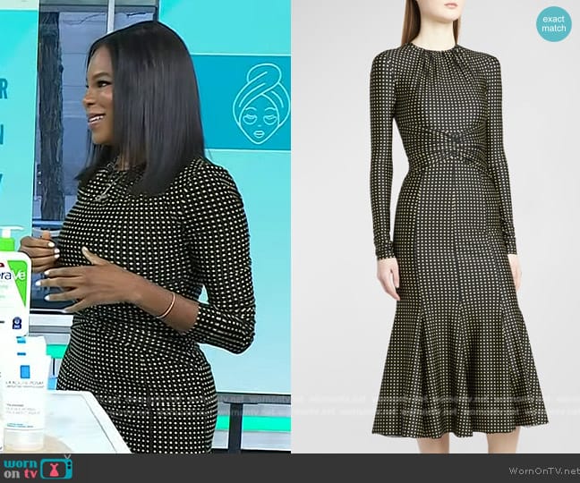 Philosophy Di Lorenzo Serafini Long Sleeve Polka-Dot Fit-and-Flare Midi Dress worn by Dr Michelle Henry on Today