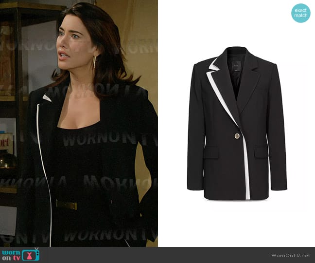 Pinko Contrast Trim Blazer worn by Steffy Forrester (Jacqueline MacInnes Wood) on The Bold and the Beautiful