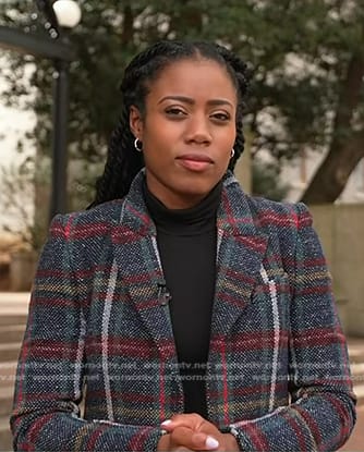 Priscilla Thompson’s plaid blazer on NBC News Daily