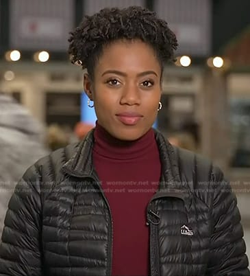 Priscilla Thompson’s black down jacket on NBC News Daily