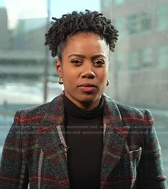 Priscilla Thompson’s plaid blazer on NBC News Daily