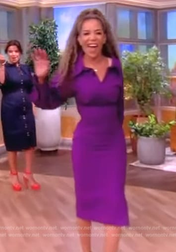 Sunny’s purple drape front dress on The View