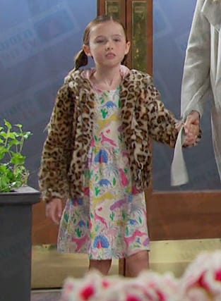 Rachel’s animal print dress and leopard jacket on Days of our Lives