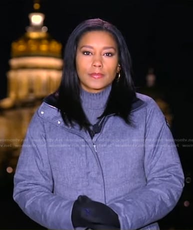 Rashel’s grey down jacket on Good Morning America