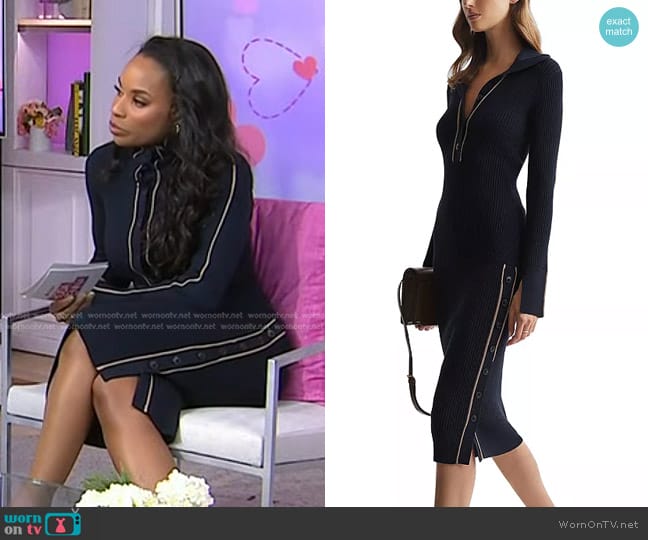 Reiss Michelle Contrast Trim Ribbed Sweater Dress worn by Devyn Simone on Today
