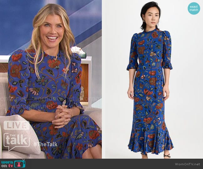 Rhode Felix Dress in Royal Vichy Rose Grande worn by Amanda Kloots on The Talk