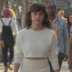 Riley’s white cropped sweatshirt on Good Trouble