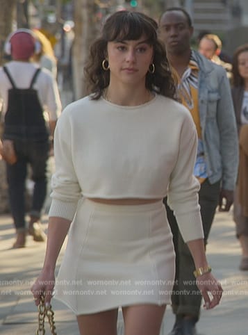 Riley’s white cropped sweatshirt on Good Trouble