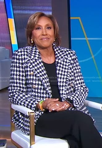 Robin’s black check tweed blazer on Good Morning America