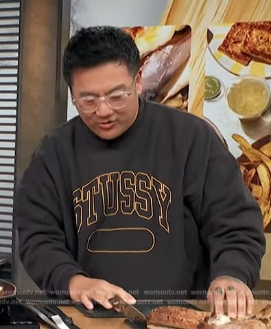 Roy Choi’s black stussy sweater on Access Hollywood