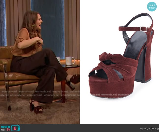 Candy Suede Platform Sandals worn by Drew Barrymore on The Drew Barrymore Show