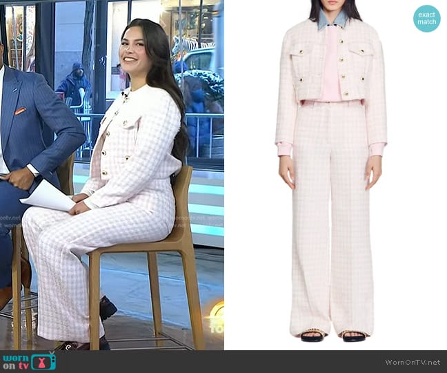 Sandro Liano Bracelet Sleeve Tweed Blazer worn by Elena Besser on Today