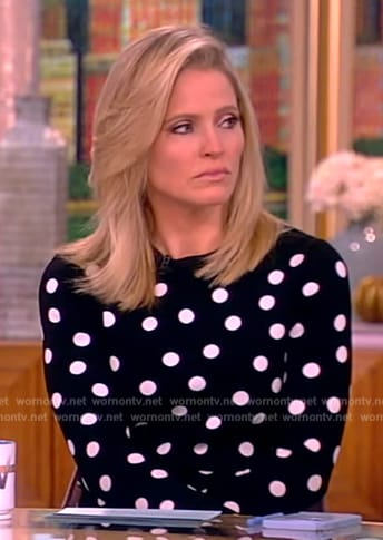 Sara’s black polka dot print sweater and skirt on The View