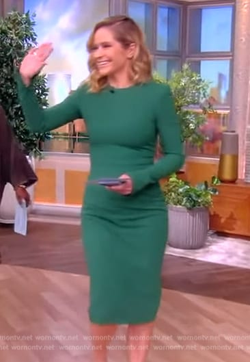 Sara’s green long sleeve midi dress on The View