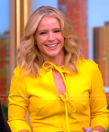 Sara’s bow detail belted dress on The View