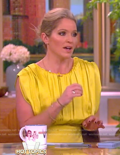 Sara’s yellow pleated midi dress on The View
